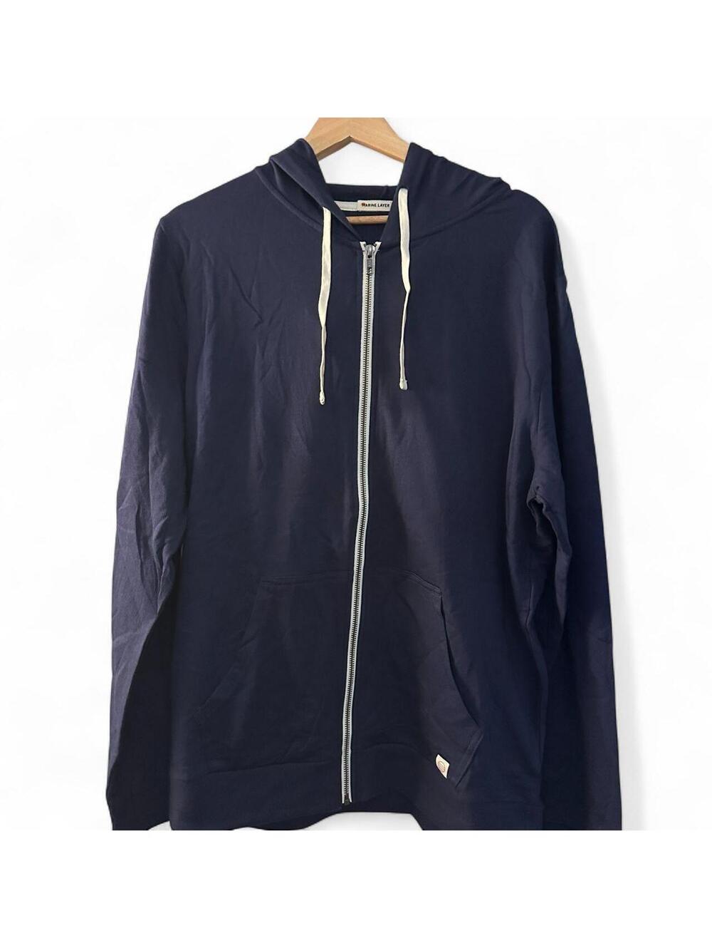 Marine Layer Navy Full Zip Hoodie Cotton Modal Size L
